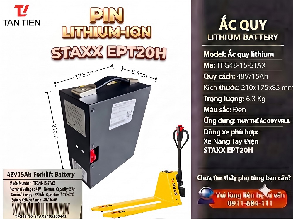 Pin Lithium Xe Nâng Staxx EPT20H TFG48-15-STAX